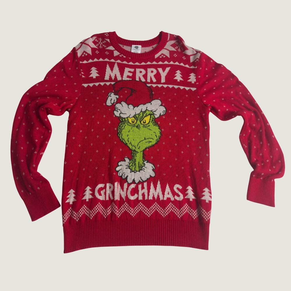 Whoville Dr Seuss The Grinch Merry Grinchmas Ugly Christmas Sweater NEW Large L